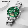 Carnival 8880GB Tourbillon automatische mechanische Uhr Top-Marke Luxus wasserdicht leuchtend grün Sportuhren relogio 2020